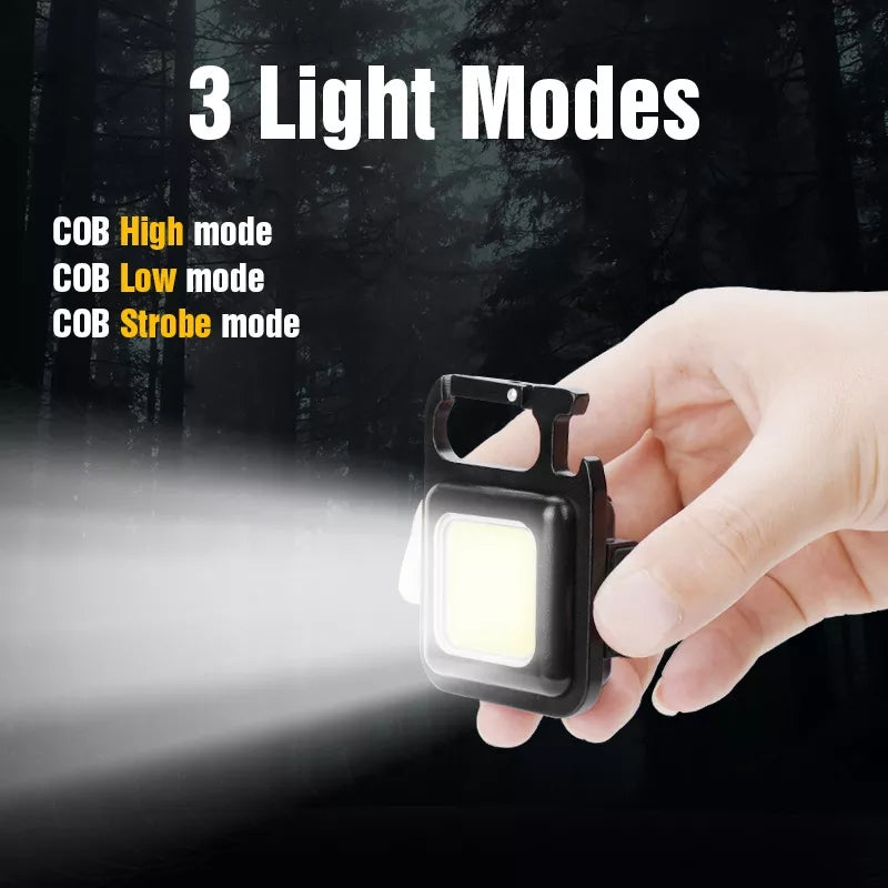Multi-Function COB Rechargeable Keychain Light Mini Flashlight Portable