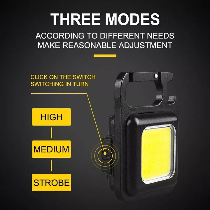 Multi-Function COB Rechargeable Keychain Light Mini Flashlight Portable