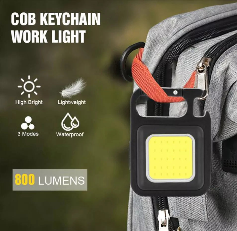 Multi-Function COB Rechargeable Keychain Light Mini Flashlight Portable