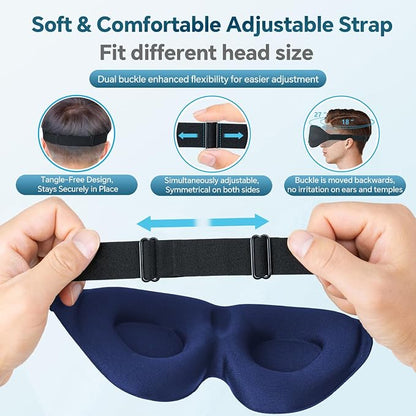 3D PRO Eye Mask | No Pressure on Eyes | 100% Light Blocking Sleep Mask | Breathable Contoured Eye Mask | Soft Adjustable Eye Cover for Men & Women