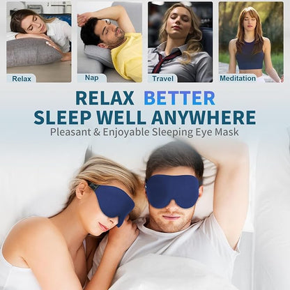 3D PRO Eye Mask | No Pressure on Eyes | 100% Light Blocking Sleep Mask | Breathable Contoured Eye Mask | Soft Adjustable Eye Cover for Men & Women