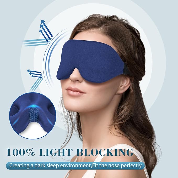 3D PRO Eye Mask | No Pressure on Eyes | 100% Light Blocking Sleep Mask | Breathable Contoured Eye Mask | Soft Adjustable Eye Cover for Men & Women
