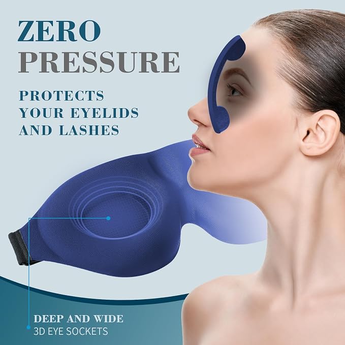 3D PRO Eye Mask | No Pressure on Eyes | 100% Light Blocking Sleep Mask | Breathable Contoured Eye Mask | Soft Adjustable Eye Cover for Men & Women