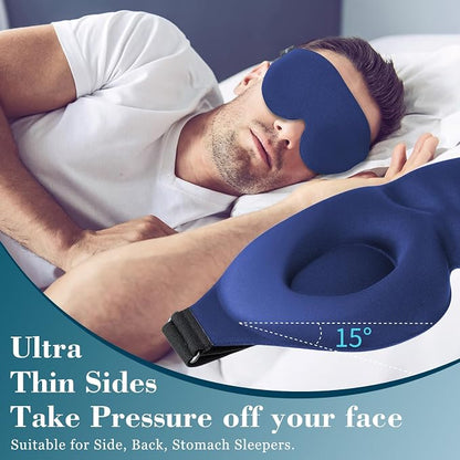 3D PRO Eye Mask | No Pressure on Eyes | 100% Light Blocking Sleep Mask | Breathable Contoured Eye Mask | Soft Adjustable Eye Cover for Men & Women