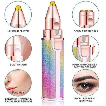 2-in-1 Rechargeable Eyebrow Trimmer & Facial Hair Remover