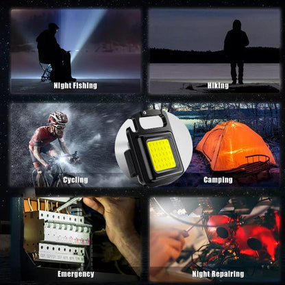 Multi-Function COB Rechargeable Keychain Light Mini Flashlight Portable