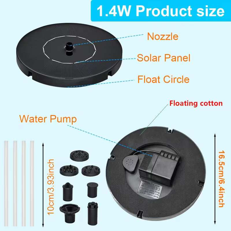 SolarBloom – Solar-Powered Water Fountain with 6 Nozzles